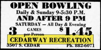 Cedarway Recreation - Dec 1979  Ad